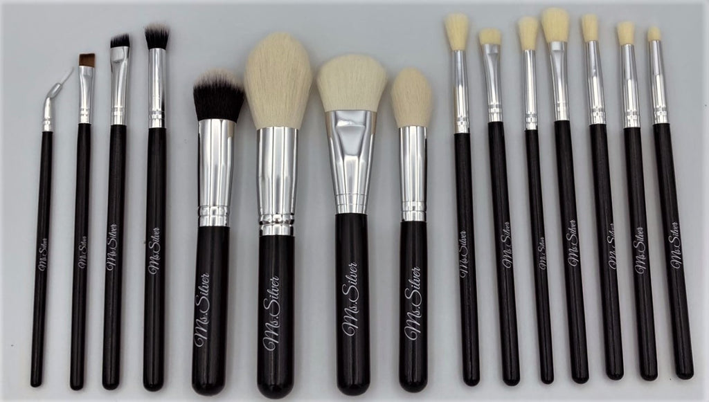 15 Piece Brush Set Ms Silver Cosmetics