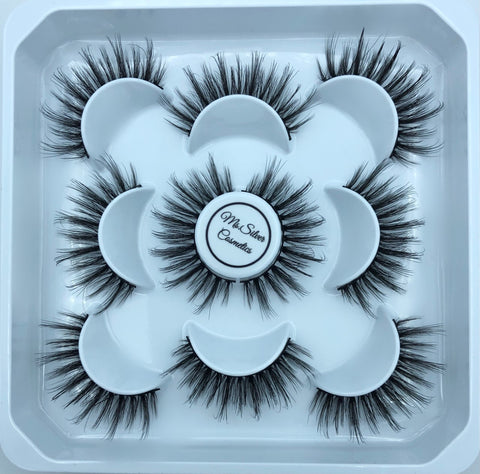 5 pair - 3D Faux Mink Eyelashes - Style: Luster